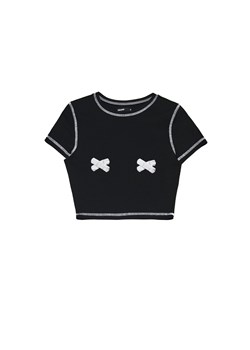Cropp - Krótki czarny T-shirt - czarny ze sklepu Cropp w kategorii Bluzki damskie - zdjęcie 171218985