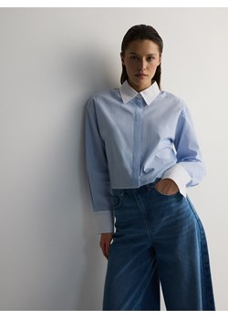 Reserved - Krótka bawełniana koszula - jasnoniebieski ze sklepu Reserved w kategorii Koszule damskie - zdjęcie 171219585