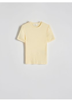 Reserved - T-shirt z wiskozą - jasnożółty ze sklepu Reserved w kategorii Bluzki damskie - zdjęcie 171219616