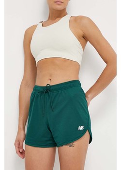 New Balance szorty damskie kolor zielony gładkie medium waist WS41510NWG ze sklepu PRM w kategorii Szorty - zdjęcie 171220795