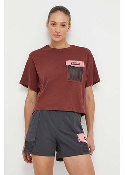 Columbia t-shirt bawełniany Painted Peak damski kolor bordowy 2074491 ze sklepu PRM w kategorii Bluzki damskie - zdjęcie 171220826