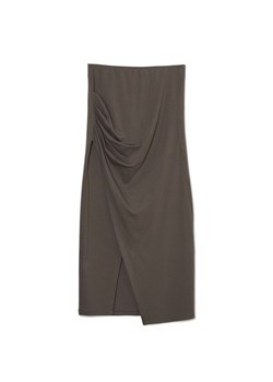 Cropp - Szara spódnica midi z rozcięciem - szary ze sklepu Cropp w kategorii Spódnice - zdjęcie 171221246