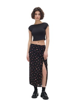 Cropp - Czarna spódnica midi w kwiatki - czarny ze sklepu Cropp w kategorii Spódnice - zdjęcie 171221265