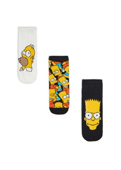 Cropp - 3 pack krótkich skarpet The Simpsons - żółty ze sklepu Cropp w kategorii Skarpetki męskie - zdjęcie 171221455