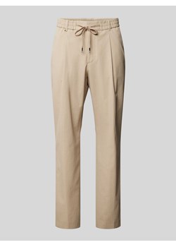 Spodnie o kroju regular fit z zakładkami w pasie i fakturowanym wzorem model ‘Perin’ ze sklepu Peek&Cloppenburg  w kategorii Spodnie męskie - zdjęcie 171223728
