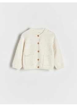 Reserved - Kardigan z szydełkową aplikacją - złamana biel ze sklepu Reserved w kategorii Swetry dziewczęce - zdjęcie 171226316