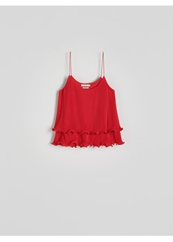 Reserved - Krótka plisowana bluzka - czerwony ze sklepu Reserved w kategorii Bluzki damskie - zdjęcie 171226448