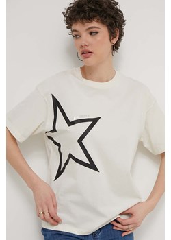 Converse t-shirt bawełniany damski kolor beżowy ze sklepu ANSWEAR.com w kategorii Bluzki damskie - zdjęcie 171228445