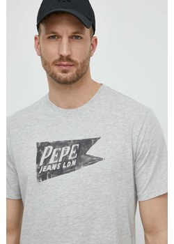 Pepe Jeans t-shirt bawełniany SINGLE CARDIFF męski kolor szary z nadrukiem PM509401 ze sklepu ANSWEAR.com w kategorii T-shirty męskie - zdjęcie 171228519