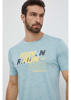 Mizuno t-shirt do biegania Core Run kolor turkusowy z nadrukiem J2GAB008 ze sklepu ANSWEAR.com w kategorii T-shirty męskie - zdjęcie 171228648