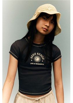 H & M - T-shirt w prążki - Szary ze sklepu H&M w kategorii Bluzki dziewczęce - zdjęcie 171230345