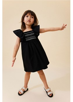 H & M - Bawełniana sukienka z elastycznym marszczeniem - Szary ze sklepu H&M w kategorii Sukienki dziewczęce - zdjęcie 171230356