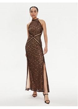 Guess Sukienka wieczorowa New Liza W4GK20 KC760 Brązowy Slim Fit ze sklepu MODIVO w kategorii Sukienki - zdjęcie 171234066