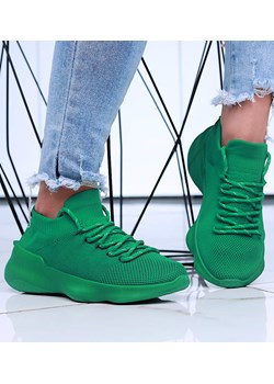 Zielone wkładane buty sportowe /E3-3 15918 T195/ ze sklepu Pantofelek24.pl w kategorii Buty sportowe damskie - zdjęcie 171234797