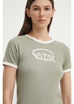 G-Star Raw t-shirt bawełniany damski kolor zielony ze sklepu ANSWEAR.com w kategorii Bluzki damskie - zdjęcie 171237477