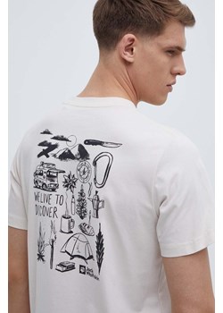 Jack Wolfskin t-shirt bawełniany męski kolor beżowy z nadrukiem 1809761 ze sklepu ANSWEAR.com w kategorii T-shirty męskie - zdjęcie 171237517
