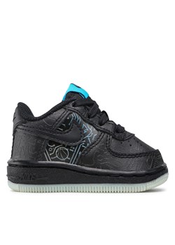 Buty Nike Force 1 DN1436 001 Black/Black/Lt Blue Fury ze sklepu eobuwie.pl w kategorii Buciki niemowlęce - zdjęcie 171238989