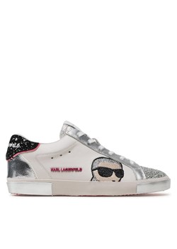 Sneakersy KARL LAGERFELD KL60136F Off White Text Lthr w/Silver ze sklepu eobuwie.pl w kategorii Trampki damskie - zdjęcie 171239477