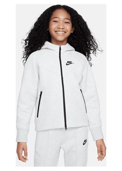 Rozpinana bluza z kapturem dla dużych dzieci (dziewcząt) Nike Sportswear Tech Fleece - Szary ze sklepu Nike poland w kategorii Bluzy dziewczęce - zdjęcie 171246305