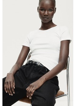 H & M - T-shirt w prążki - Biały ze sklepu H&M w kategorii Bluzki damskie - zdjęcie 171246429
