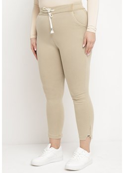 Beżowe Spodnie Skinny ze Sznurkiem w Pasie i Kieszeniami Irfana ze sklepu Born2be Odzież w kategorii Spodnie damskie - zdjęcie 171256938