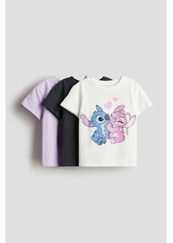 H & M - Top z nadrukiem 3-pak - Biały ze sklepu H&M w kategorii Bluzki dziewczęce - zdjęcie 171256989