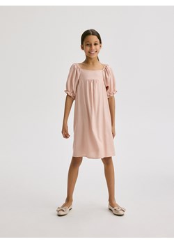 Reserved - Sukienka z bufkami - pastelowy róż ze sklepu Reserved w kategorii Sukienki dziewczęce - zdjęcie 171257757