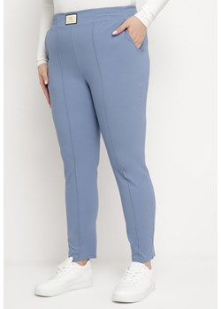 Niebieskie Spodnie z Wysokim Stanem i Gumką w Pasie Geminia ze sklepu Born2be Odzież w kategorii Spodnie damskie - zdjęcie 171258958