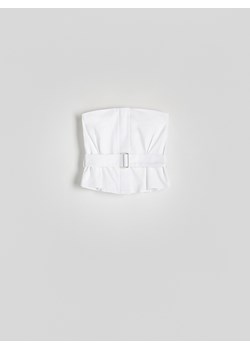 Reserved - Top z paskiem - biały ze sklepu Reserved w kategorii Bluzki damskie - zdjęcie 171259648