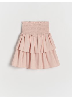 Reserved - Spódnica z falbanami z lnem - pastelowy róż ze sklepu Reserved w kategorii Spódnice dziewczęce - zdjęcie 171260097