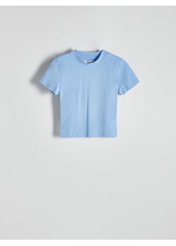 Reserved - Krótki t-shirt ze stójką - niebieski ze sklepu Reserved w kategorii Bluzki damskie - zdjęcie 171260156