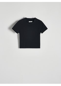 Reserved - Krótki t-shirt ze stójką - czarny ze sklepu Reserved w kategorii Bluzki damskie - zdjęcie 171260158