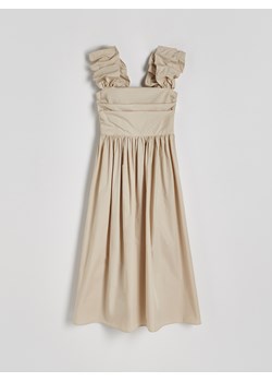 Reserved - Bawełniana sukienka maxi z marszczeniami - beżowy ze sklepu Reserved w kategorii Sukienki - zdjęcie 171260199