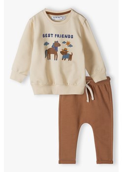 Bawełniany komplet niemowlęcy - bluza i spodnie ze wzmocnionymi kolanami ze sklepu 5.10.15 w kategorii Dresy dla niemowlaka - zdjęcie 171260707