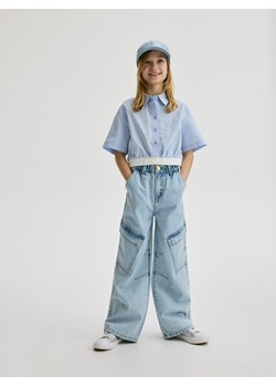 Reserved - Jeansy wide leg z kieszeniami - niebieski ze sklepu Reserved w kategorii Spodnie dziewczęce - zdjęcie 171261966