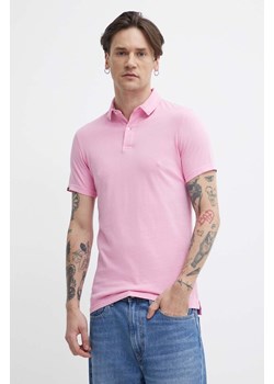 Superdry polo bawełniane kolor różowy gładki ze sklepu ANSWEAR.com w kategorii T-shirty męskie - zdjęcie 171262858
