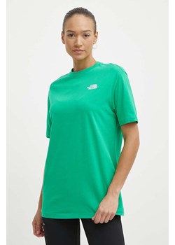 The North Face t-shirt bawełniany W S/S Essential Oversize Tee damski kolor zielony NF0A87NQPO81 ze sklepu ANSWEAR.com w kategorii Bluzki damskie - zdjęcie 171262995