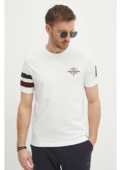 Aeronautica Militare t-shirt bawełniany męski kolor biały z aplikacją TS2230J592 ze sklepu ANSWEAR.com w kategorii T-shirty męskie - zdjęcie 171263026