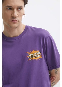 Volcom t-shirt bawełniany męski kolor fioletowy z nadrukiem ze sklepu ANSWEAR.com w kategorii T-shirty męskie - zdjęcie 171263076