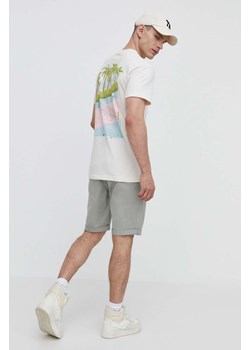 Abercrombie &amp; Fitch t-shirt bawełniany męski kolor beżowy z nadrukiem ze sklepu ANSWEAR.com w kategorii T-shirty męskie - zdjęcie 171263188