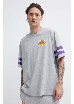 New Era t-shirt bawełniany męski kolor szary z nadrukiem LOS ANGELES LAKERS ze sklepu ANSWEAR.com w kategorii T-shirty męskie - zdjęcie 171263266