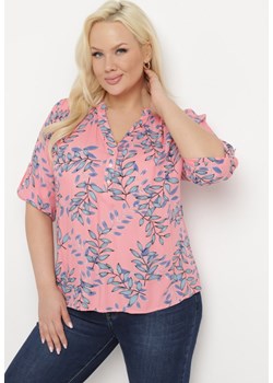 Różowa Bluzka Wiskozowa we Florystyczny Print Zapinana na Guziki Banarda ze sklepu Born2be Odzież w kategorii Koszule damskie - zdjęcie 171267225