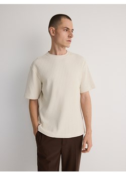 Reserved - T-shirt comfort w prążek - złamana biel ze sklepu Reserved w kategorii T-shirty męskie - zdjęcie 171269856