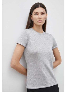 Theory t-shirt damski kolor srebrny ze sklepu ANSWEAR.com w kategorii Bluzki damskie - zdjęcie 171270817