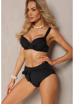 Czarne Bikini ze Sztywnym Marszczonym Biustonoszem i Paskiem na Majtkach Wiaraia ze sklepu Renee odzież w kategorii Stroje kąpielowe - zdjęcie 171271949