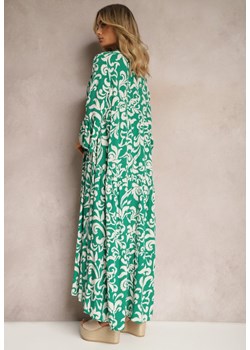 Zielona Rozkloszowana Sukienka z Wiskozy w Ornamentalny Wzór Irlilena ze sklepu Renee odzież w kategorii Sukienki - zdjęcie 171272105