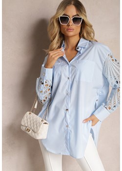 Niebieska Koszula o Luźnym Fasonie z Ażurowymi Wstawkami na Rękawach Nasira ze sklepu Renee odzież w kategorii Koszule damskie - zdjęcie 171272197