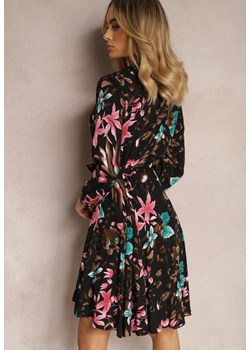 Czarno-Różowa Wiskozowa Sukienka o Koszulowym Kroju z Guzikami i Paskiem w Talii Piadena ze sklepu Renee odzież w kategorii Sukienki - zdjęcie 171272555
