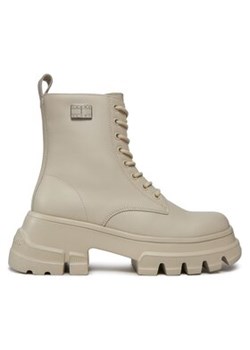 Tommy Jeans Trapery Tjw Chunky Leather Boot EN0EN02503 Beżowy ze sklepu MODIVO w kategorii Workery damskie - zdjęcie 171278518