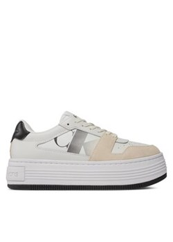 Calvin Klein Jeans Sneakersy Bold Flatf Low Lace Mix Nbs Sat YW0YW01308 Biały ze sklepu MODIVO w kategorii Buty sportowe dziecięce - zdjęcie 171279098